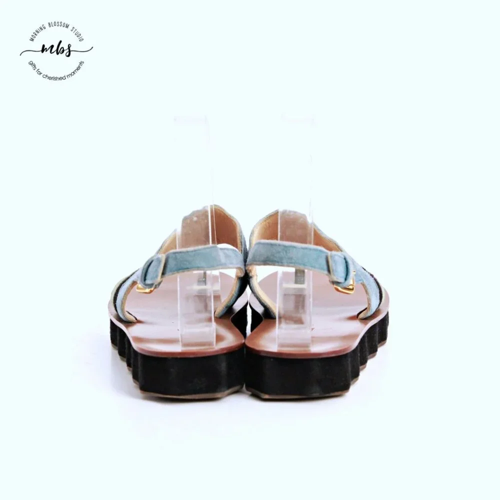 Ol'autre‎ Chose Platform Suede Ankle Strap Thong Sandals Multicolor Women US 6.5 - Picture 6 of 14